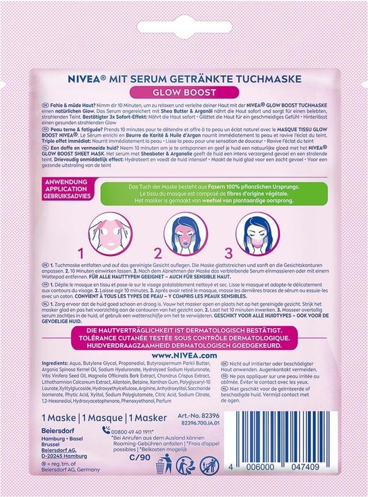 Immagine prodotto NIVEA Maschera di tela Glow Boost Btl (204 ml)