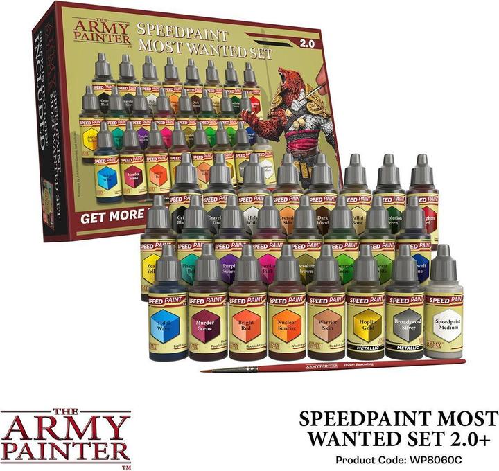 Produktbild The Army Painter Speedpaint Most Wanted Set 2.0 (Weiss, Silber, Orange, Gelb, Violett, Grün, Gold, Blau, Pink, Grau, Schwarz, Rot, Türkis, Braun, Substanz, 432 ml)
