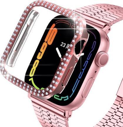 Immagine prodotto Cover-Discount Apple Watch 45mm - Custodia protettiva con strass glitterati rosa