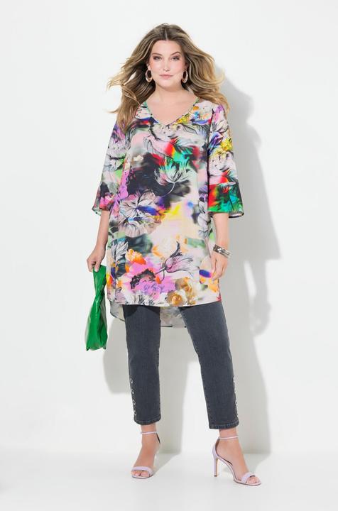 Produktbild Miamoda Tunika, A-Linie, Allover-Druck, V-Ausschnitt mit Zierperlen (46)