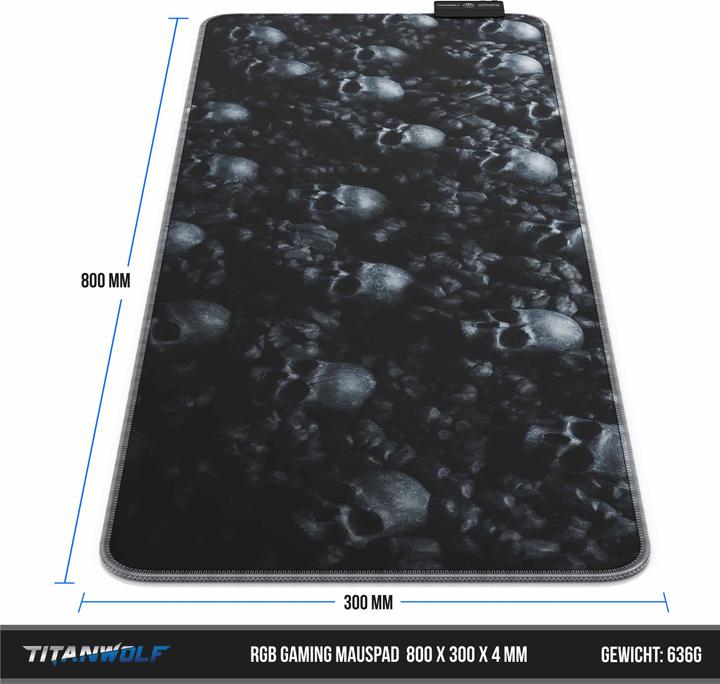 Image du produit Titanwolf Tapis de souris de jeu, tapis de souris RGB XL, 800 x 300 mm, améliore la précision & la vitesse