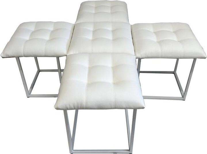 Produktbild Go Gift Puff-Transformator 5in1 - 5 Hocker in 1 Pouffe weiss Öko-Leder