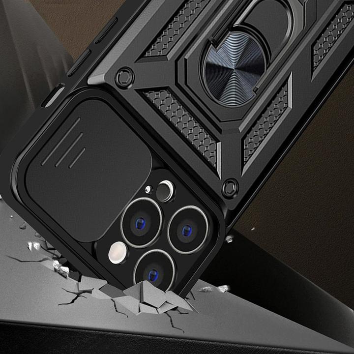 Actual product image Hurtel Hybrid Armor Camshield case for Realme 10 Pro armored case with camera cover black (Realme 10 Pro)
