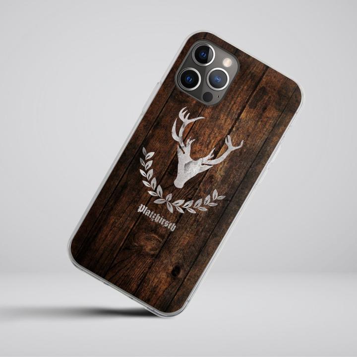 Produktbild DeinDesign Silikon Hülle für Apple iPhone 12 Pro Handyhülle Case Smartphone Schutzhülle Hirsch Holz Holzoptik (Apple iPhone 12 Pro)