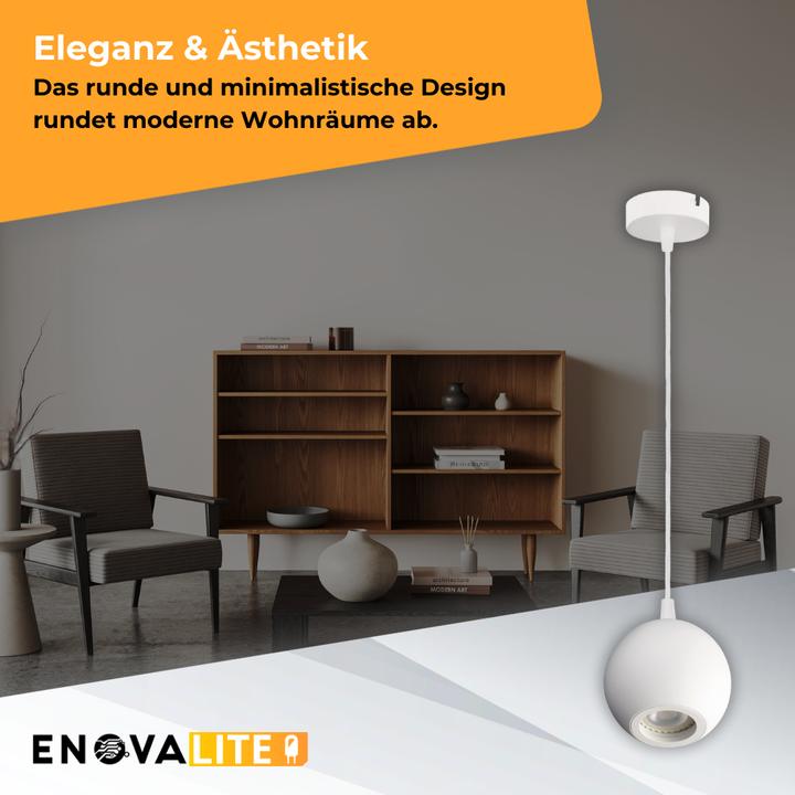 Actual product image Enovalite LED-Pendellampe GLOBE, GU10-Fassung, IP20, Ø10cm, 1flammig, weiss (GU10)