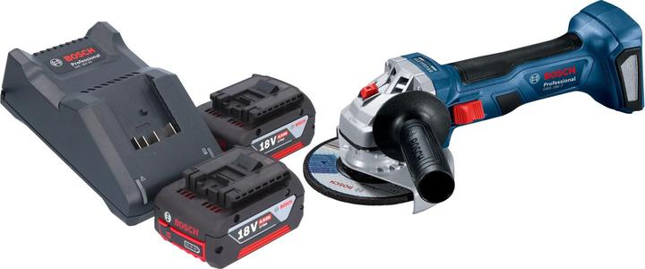 Bosch Professional GWS 18V-7 Professional Akku Winkelschleifer 18 V 115 mm Brushless + 2x Akku 4,0 Ah + (115 mm)