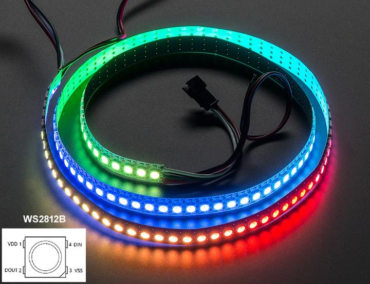 Play-Zone NeoPixel Striscia LED RGB digitale 144 LED 1M Nero PCB