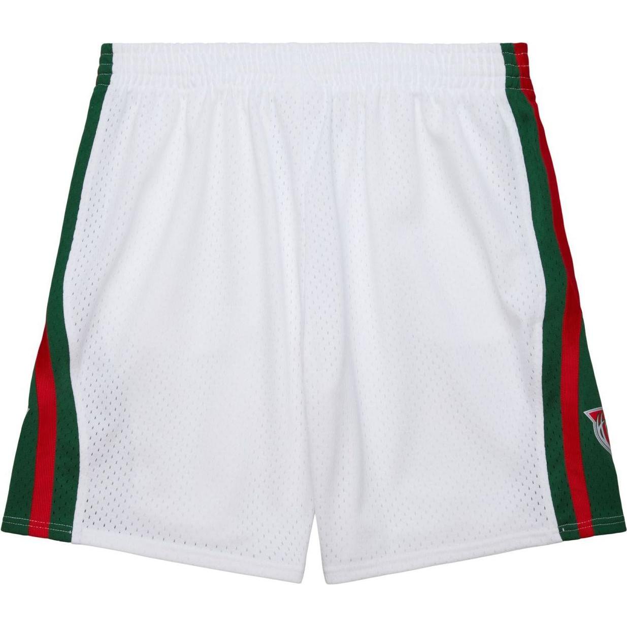 Thumbnail - Mitchell & Ness, Herren, Shorts, M&N NBA Swingman Shorts Milwaukee Bucks 2013-14 - S, Weiss, (S)