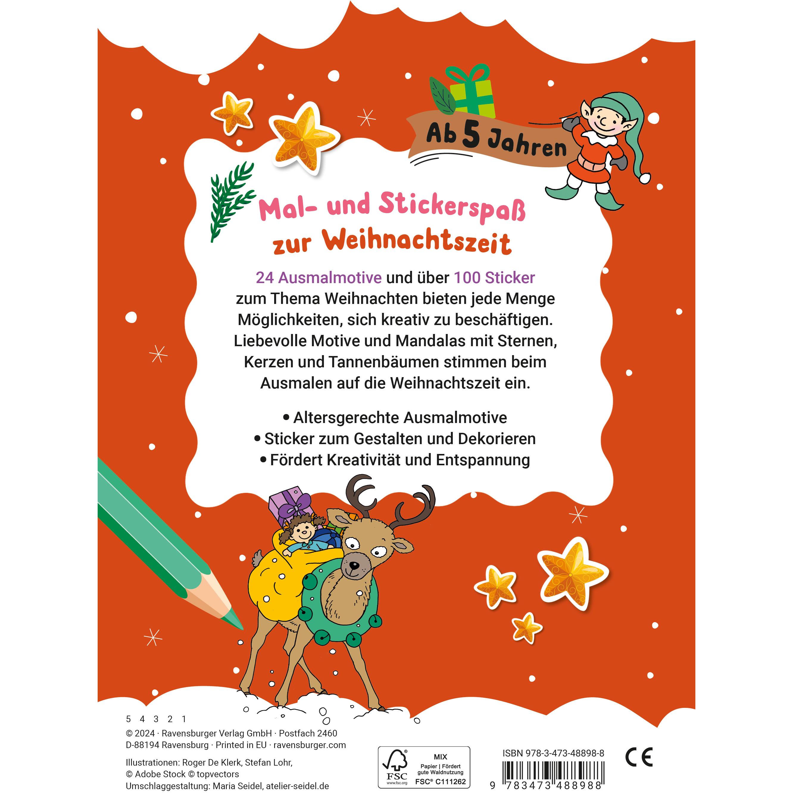 Thumbnail - Ravensburger Mein liebstes Weihnachtsmalheft mit Stickern ab 5