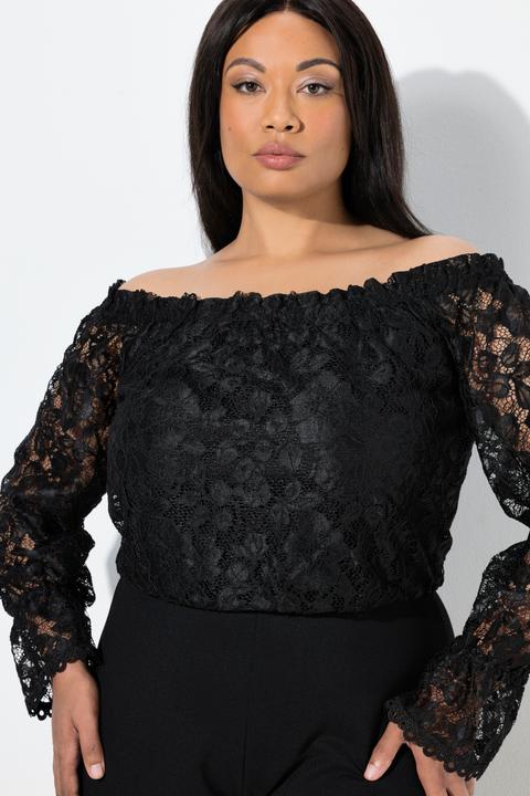 Produktbild Ulla Popken Jumpsuit, Carmen-Ausschnitt, weites Bein, Langarm (54)