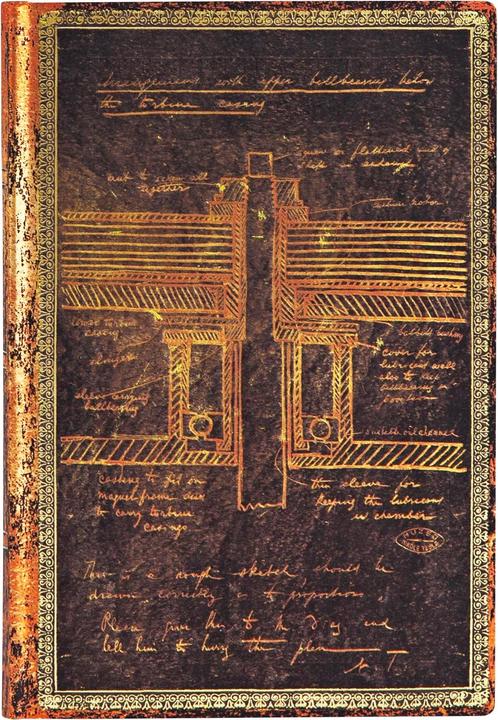 Actual product image Paperblanks Flexis Tesla, sketch of a turbineMiniUNL (Hardcover)