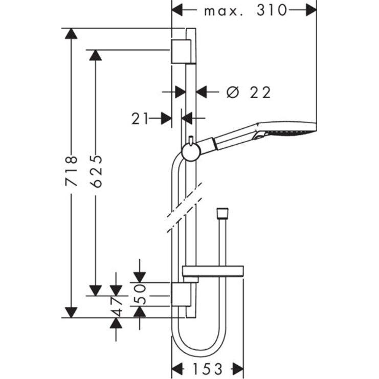 Thumbnail - hansgrohe, Duschsystem, HG Brauseset RAINDANCE SELECT S 120 3jet Bsta Unica'S Puro 650mm weiss/chrom