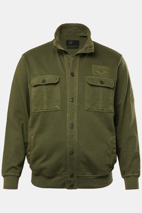 Produktbild JP1880 Sweatjacke, Stehkragen, Badges, Vintage Look (L)