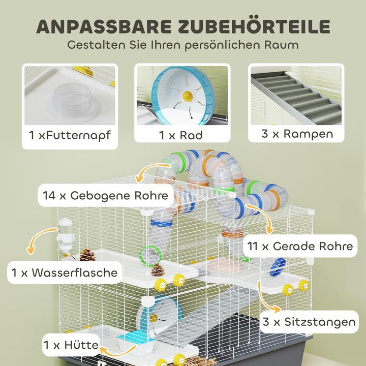 Actual product image PawHut Hamsterkäfig Metall, Kunststoff Grau