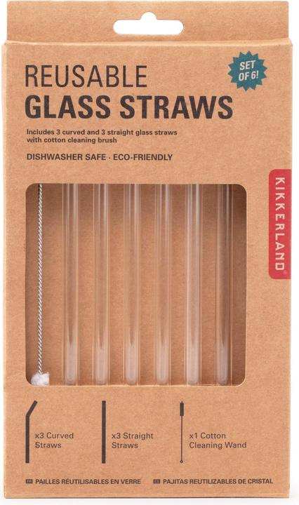 Produktbild Kikkerland Reusable Glass Straws (6 x)