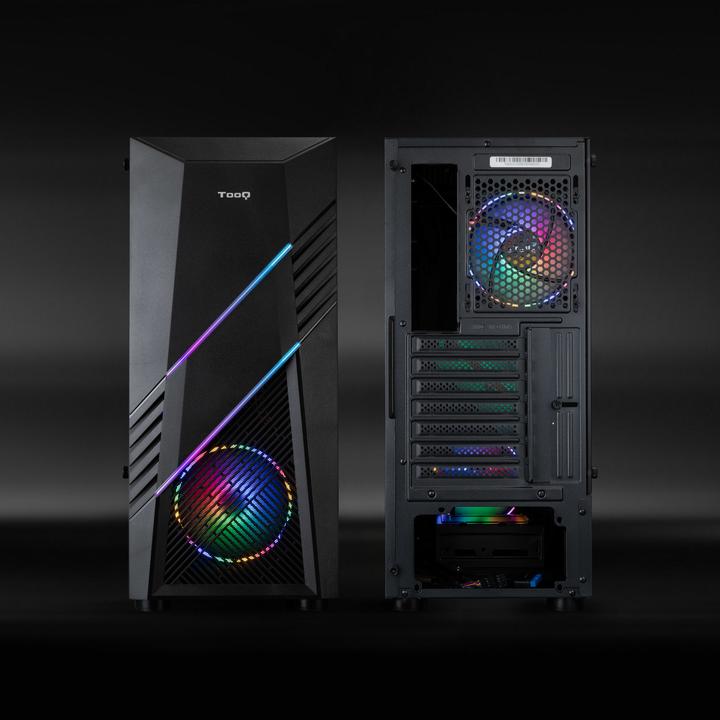 Immagine prodotto Tooq Technology Boitier Moyen Tour ATX TooQ BioHazard TQGCC102 RGB avec panneau vitré (Noir) (mATX, Mini-ITX, ATX)