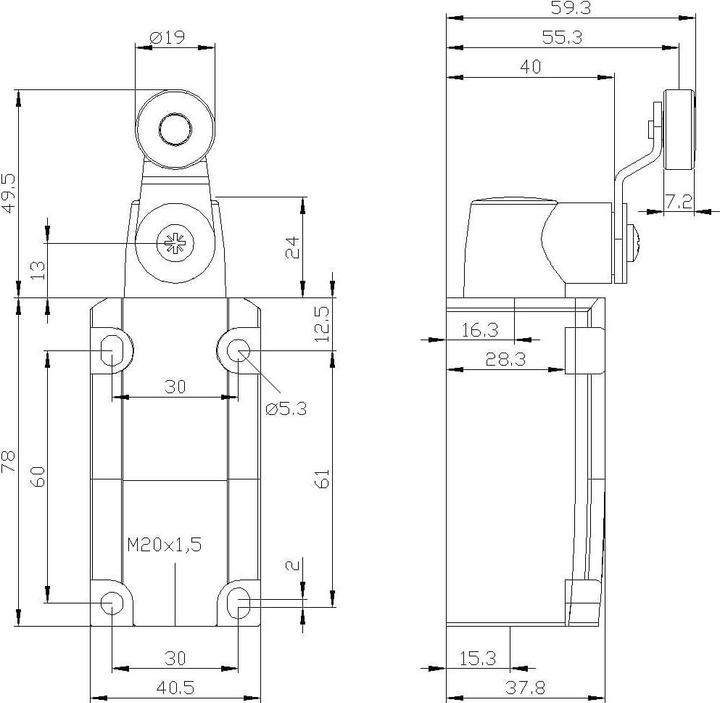 Produktbild Siemens Begrenzungsschalter 40 mm mit Drehhebel
