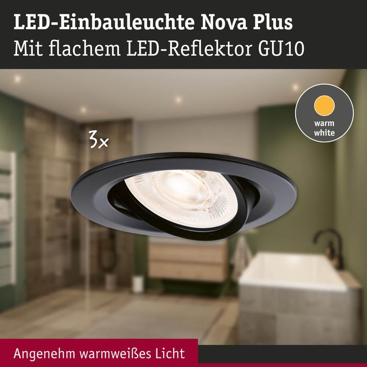 Produktbild Paulmann 92418 Nova LED-Einbauleuchte GU10 4.9 W Schwarz (matt) (550 lm, GU10)