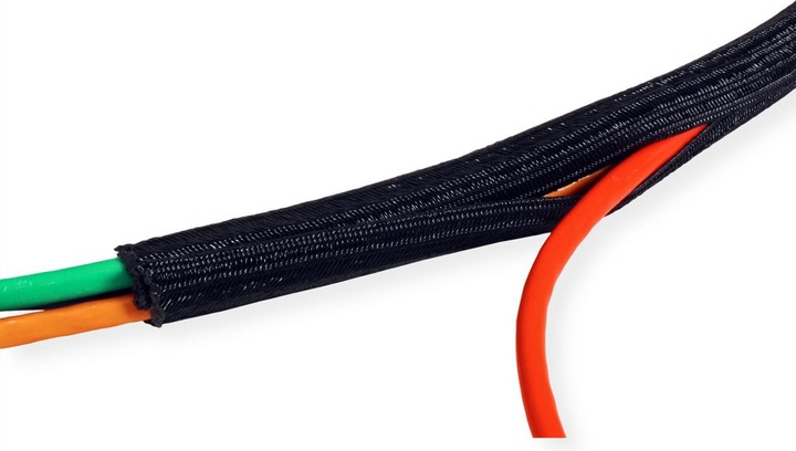 Produktbild Roline PVC Gewebeschlauch für Kabelbündelung, selbst-schliessend, schwarz, 2,5 m (Kabeldurchlass, 250 cm)