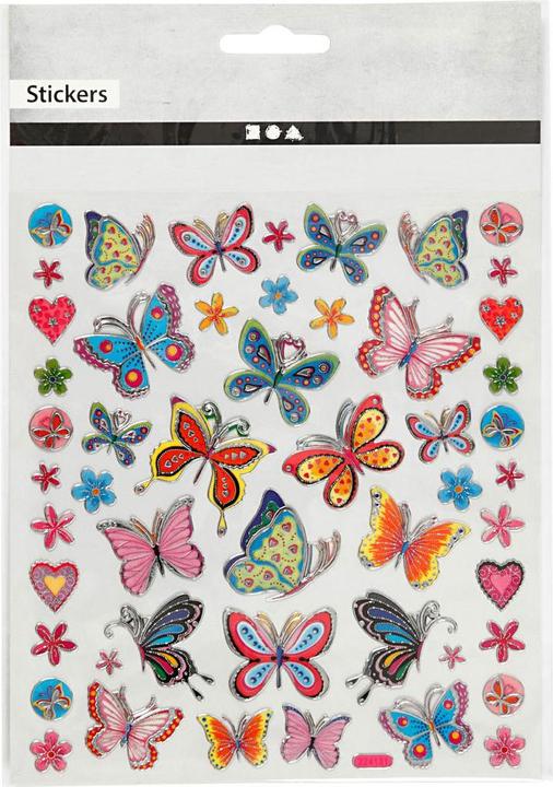 Image du produit Creativ Company Autocollants fleurs et papillons, 1 feuille (21 Autocollants)