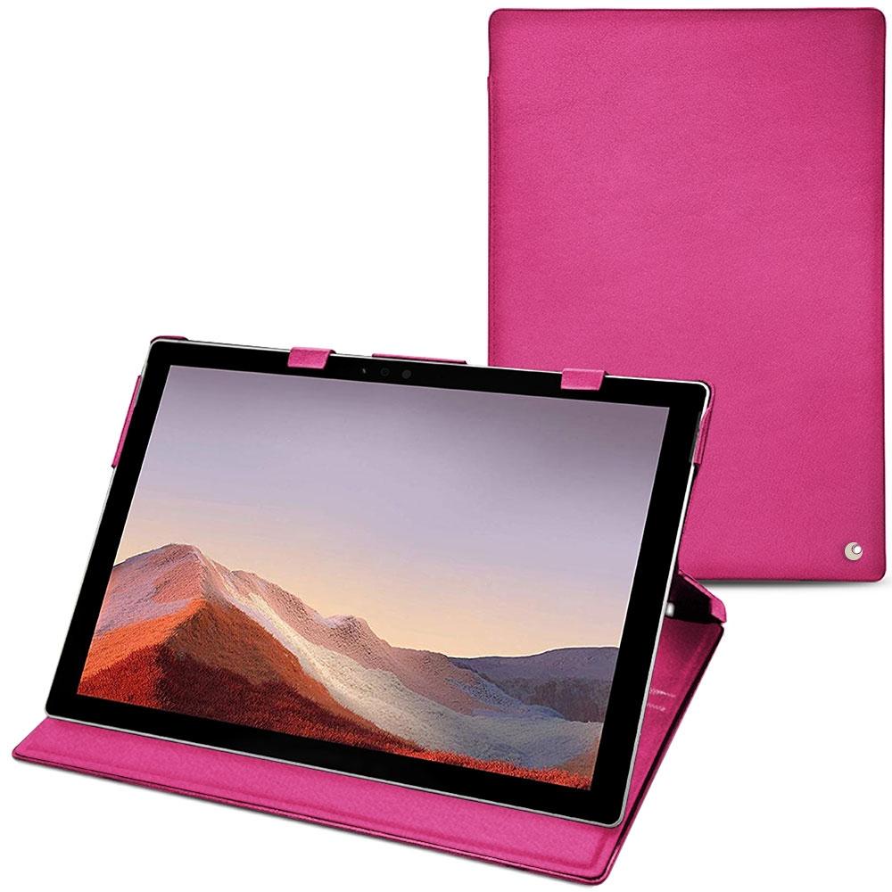 Noreve Lederschutzhülle vertikal (Microsoft Surface Pro 7), Tablet Hülle, Rosa