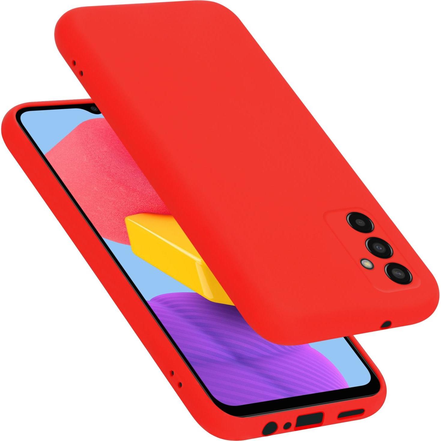 Cadorabo TPU Liquid Silicone Case Hülle für Samsung Galaxy M13 4G (Samsung Galaxy M13), Smartphone Hülle, Rot
