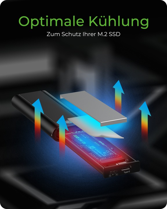 Productafbeelding Icy Box IB-1807MT-C31 M.2 NVMe SSD Behuizing, USB 3.2 (Gen2) Type-C, aluminium (M.2)