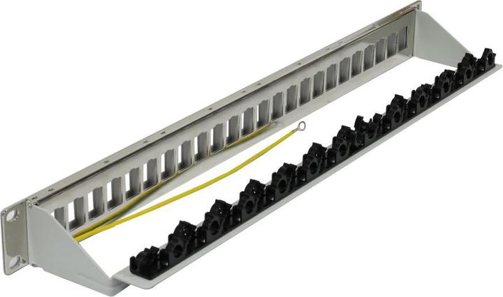 Produktbild Synergy 21 Keystone,Modulträger, 19"Patchpanel für 24xTP-Modul, 1HE(t 94mm), Lichtgrau, V4 mit Kabelklemme, Syn