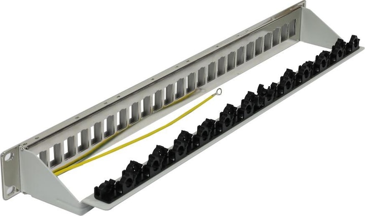Actual product image Synergy 21 Keystone, module rack, 19" patch panel for 24xTP module, 1U(t 94mm), light grey, V4 with cable
