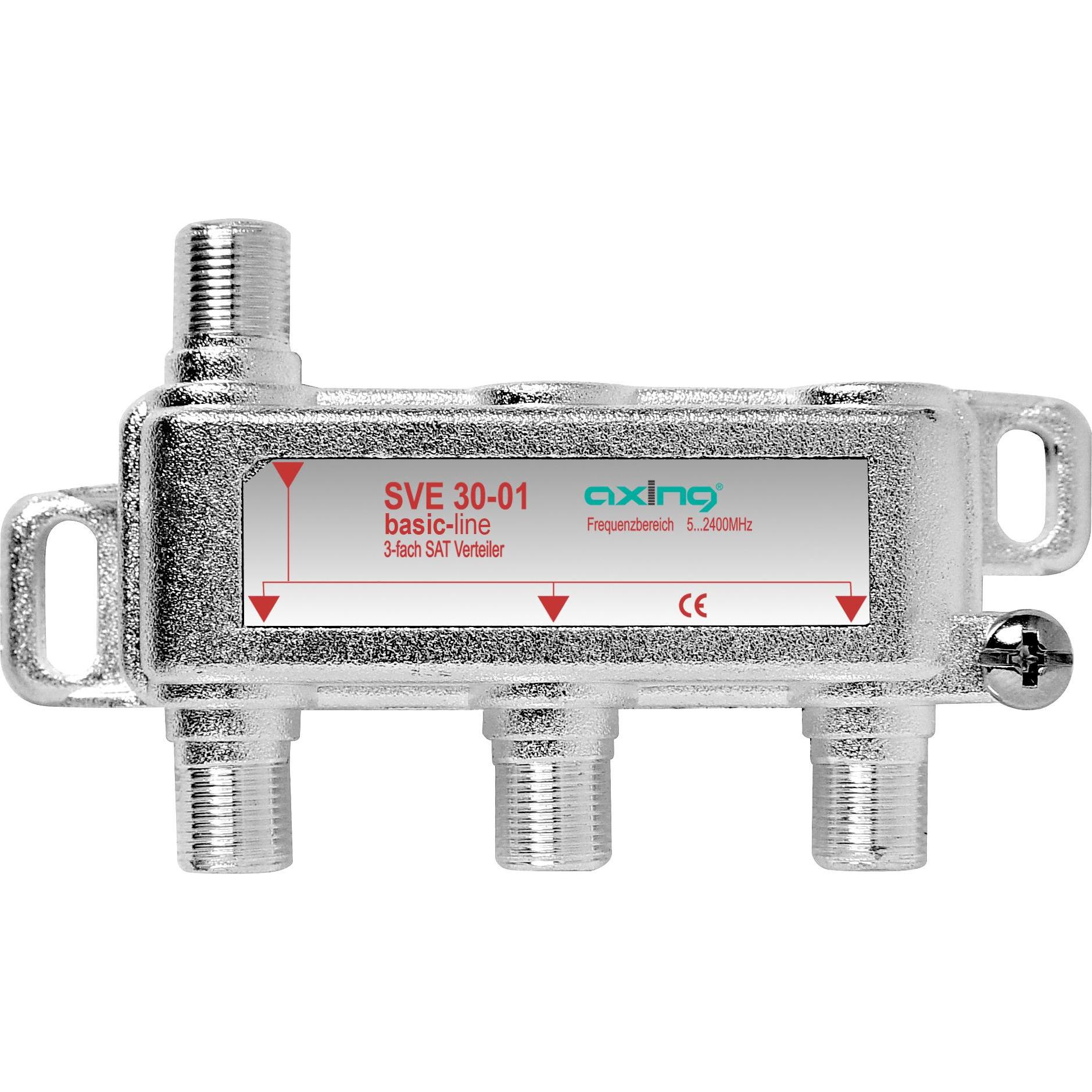 Axing SVE 30-01 3fach SAT-Verteiler (Originalfernbedienung), TV Receiver Zubehör, Silber