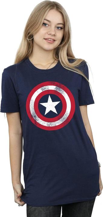 Produktbild Captain America Distressed Schild Baumwolle Boyfriend TShirt (S)
