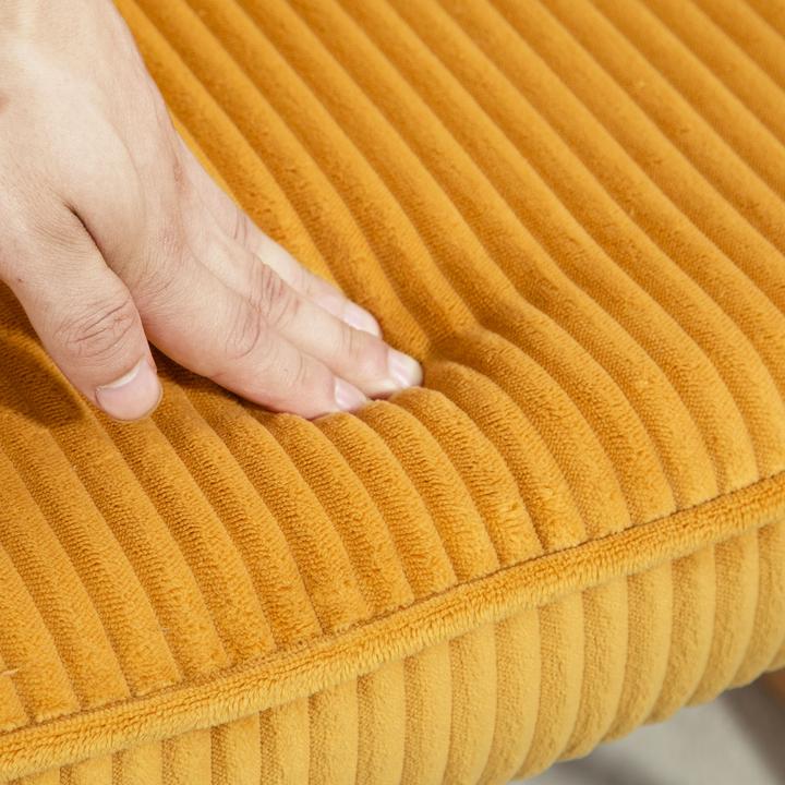 Image du produit Homcom Schaukelstuhl Kord (100% Polyester), Buchenholz, Stahl, Schaumstoff Gelb
