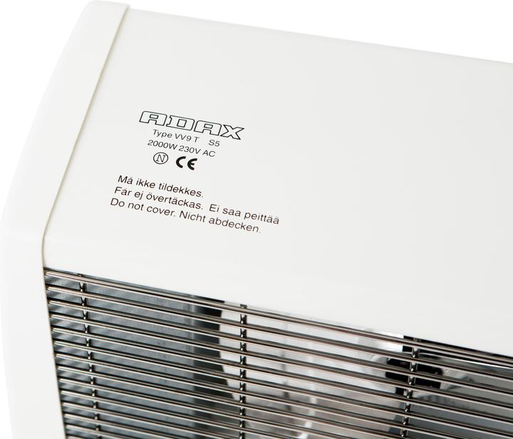 Produktbild Adax Wärmegebläse VV9 T 230V mit mechanischem Thermostat, 3 Leistungsstufen 800W, 1200W und 2000W (2000 W)