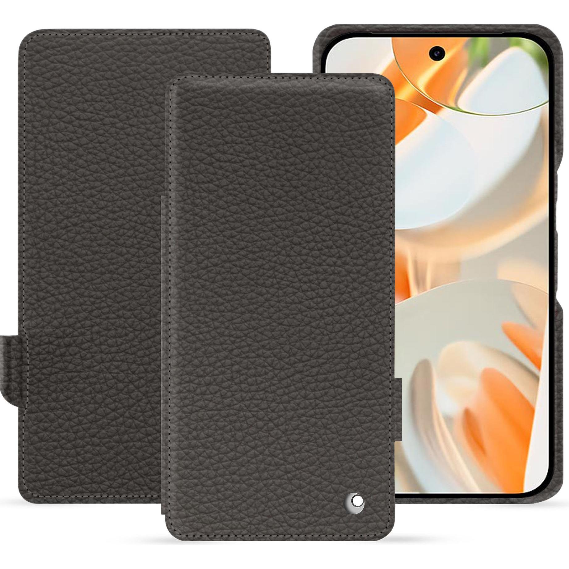 Noreve Lederschutzhülle horizontal (Google Pixel 9 Pro Fold), Smartphone Hülle, Grau