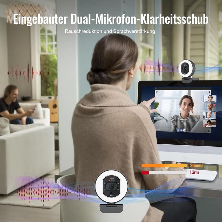 Actual product image Logitubo 4K UHD Webcam 866MAX mit Licht und AI-Mikrofonen (8 Mpx)