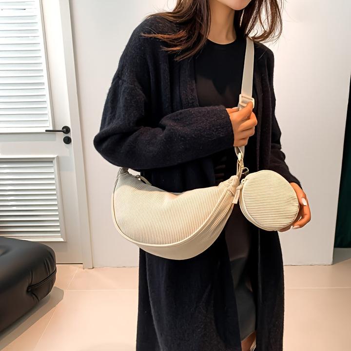 Produktbild Only-Bags.Store Casual Minimalist Solid Farbe Umhängetasche, All-Match Crescent Crossbody Bag mit hängenden Mini