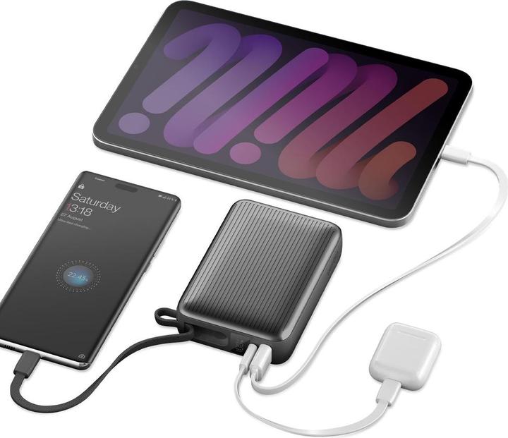 Actual product image Energea PowerBank Integra Ultra 45 3C 20000mAh cable USB-C PD45W grey (20000 mAh, 45 W)