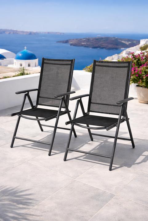 Actual product image Mojawo 2 Stk. Garten Klappstuhl Aluminium - Textilen Anthrazit / Anthrazit