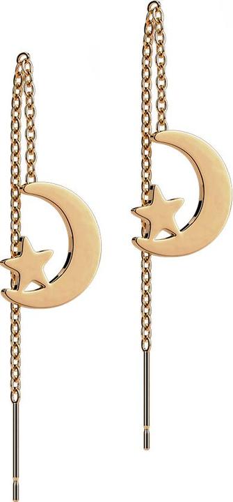 Immagine prodotto Star Piercing Orecchini a perno in oro rosa con luna e stella in caduta libera (senza ottone, Acciaio chirurgico 316L)