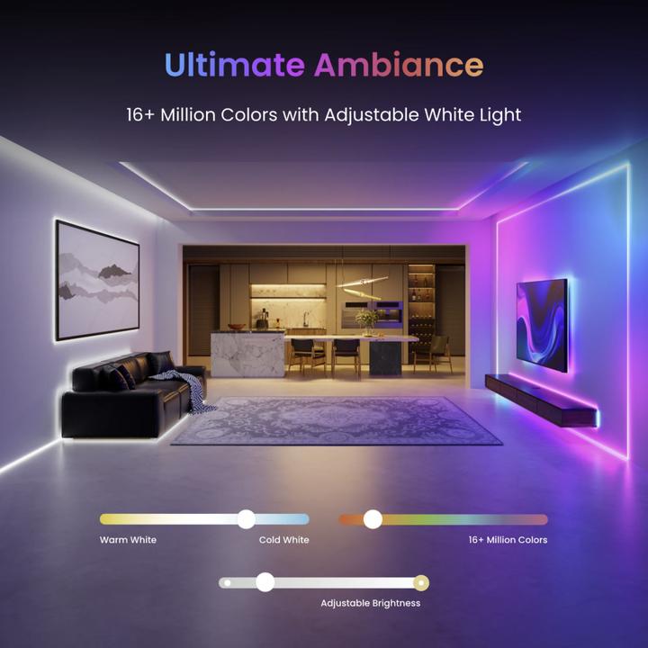 Immagine prodotto SwitchBot LED Strip Light 3 (Bianco, Bianco caldo, Bianco freddo, RGB, 500 cm, Interno)