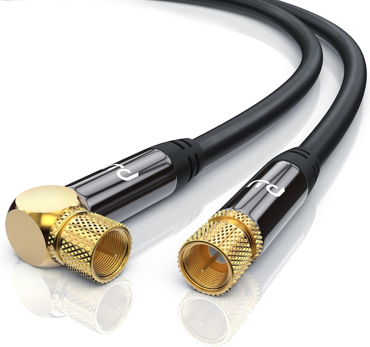 Primewire SAT Kabel HDTV 90° gewinkelt - Premium SAT Koaxialkabel - TV Radio DVB-T DVB-C - 4 Fach Schirmung (135 dB, SAT Kabel)
