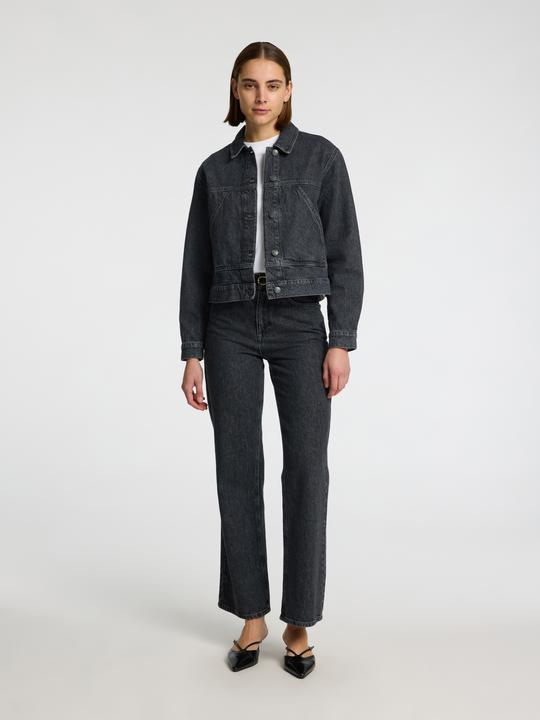 Actual product image Selected Black faded denim jacket (42)