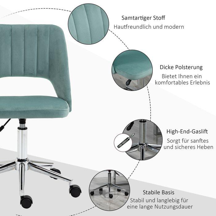 Produktbild Swisshandel24 Schreibtischstuhl, Höhenverstellbar Homeoffice Stuhl ohne Armlehne, Grün