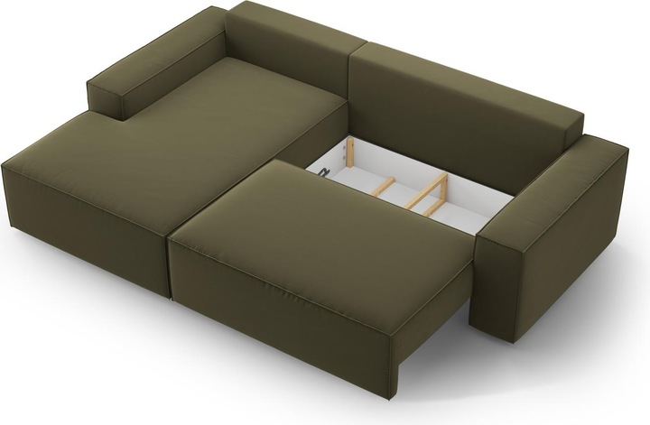 Actual product image Micadoni Velvet Left Corner Sofa With Bed Function And Box, "Jodie", 3 Seats, 246x151x86 Made in Europe (Corner sofa)