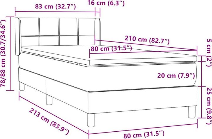 Actual product image vidaXL Boxspringbett (80 x 210 cm)
