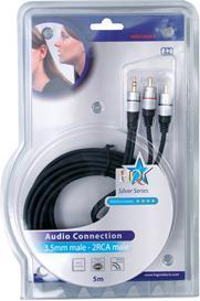 Image du produit HQ-SilverSeries 2 x RCA mâle -> jack 3,5 mm. stéréo (5 m)