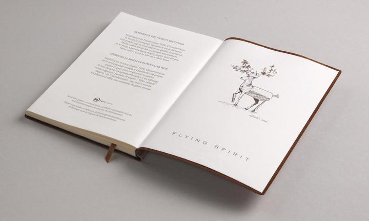 Image du produit Clairefontaine Carnet brochure cousue Flying Spirit Cognac A5 180 pages DOT couverture cuir glacé papier ivoire 90g (A5, Couverture rigide)