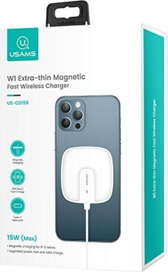 Actual product image Usams CD-159 wireless magnetic charger 15W, White (15 W)