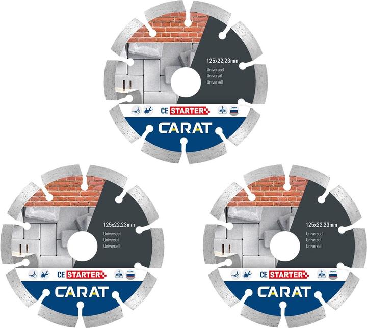 Produktbild Carat CES1253A25 3-pack diamantzaagbladen uni - 125 x 22,23mm - CE Starter