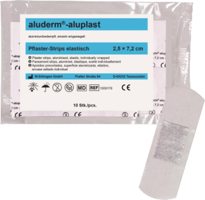 Actual product image Aluderm ® Wound plaster aluplast 2.5 x 7.2 cm (w x l) polyester fleece white 10 pcs./pack. (10 x)